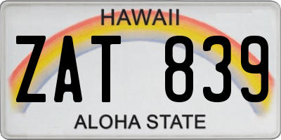 HI license plate ZAT839