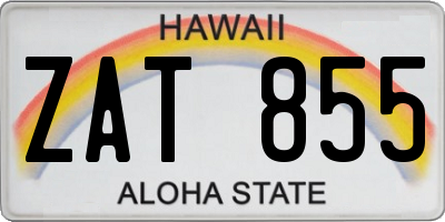 HI license plate ZAT855