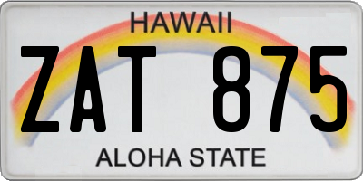 HI license plate ZAT875