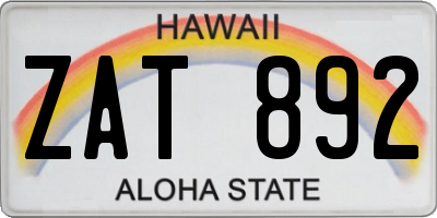 HI license plate ZAT892