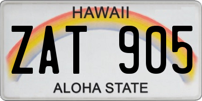 HI license plate ZAT905