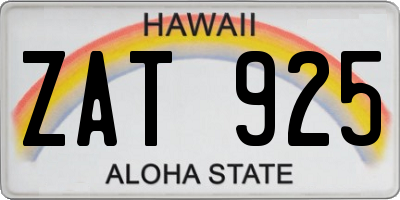 HI license plate ZAT925