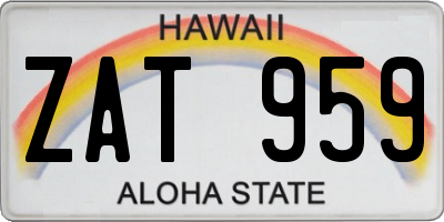 HI license plate ZAT959