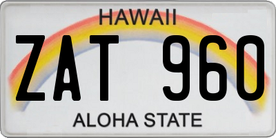 HI license plate ZAT960