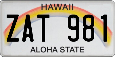 HI license plate ZAT981