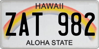 HI license plate ZAT982