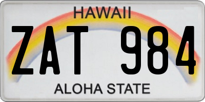 HI license plate ZAT984