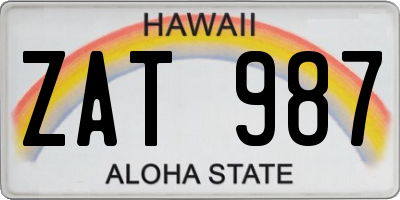 HI license plate ZAT987