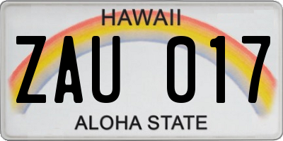 HI license plate ZAU017