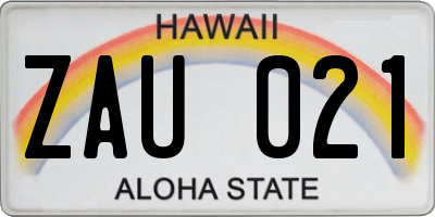 HI license plate ZAU021