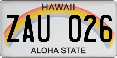 HI license plate ZAU026