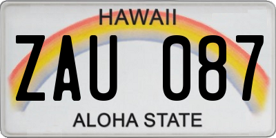 HI license plate ZAU087