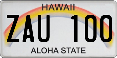 HI license plate ZAU100