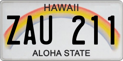 HI license plate ZAU211