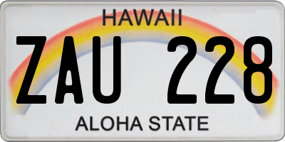 HI license plate ZAU228