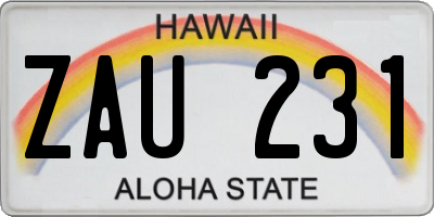 HI license plate ZAU231