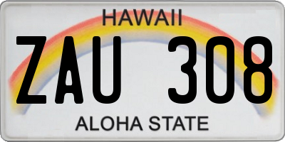 HI license plate ZAU308