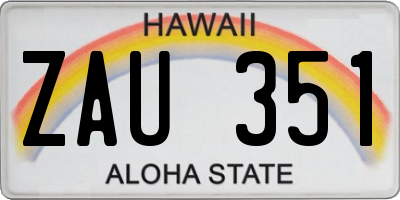 HI license plate ZAU351