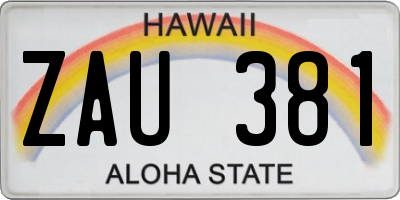 HI license plate ZAU381