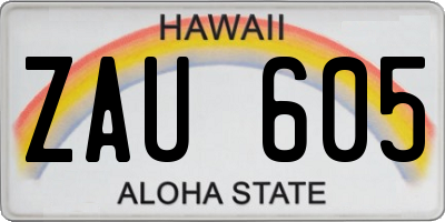 HI license plate ZAU605