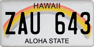 HI license plate ZAU643