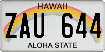 HI license plate ZAU644