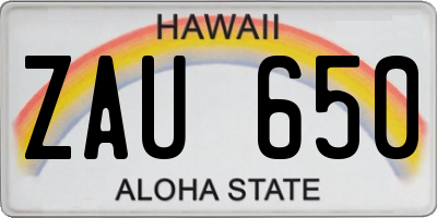 HI license plate ZAU650