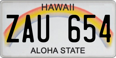 HI license plate ZAU654