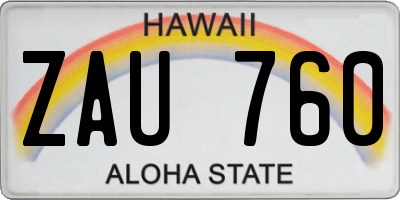 HI license plate ZAU760