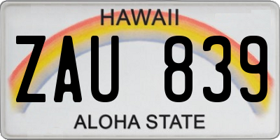 HI license plate ZAU839