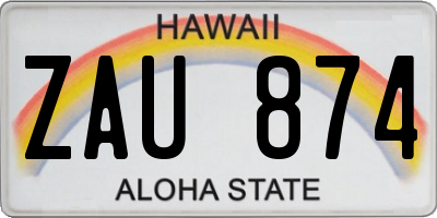 HI license plate ZAU874