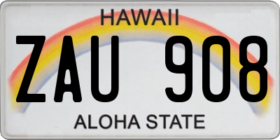 HI license plate ZAU908