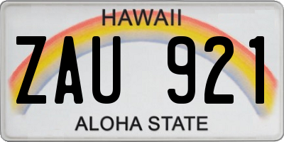 HI license plate ZAU921