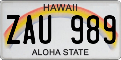 HI license plate ZAU989