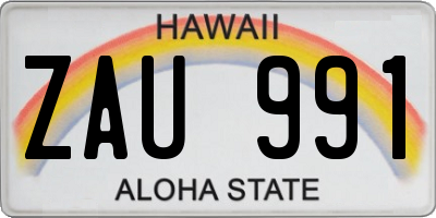 HI license plate ZAU991