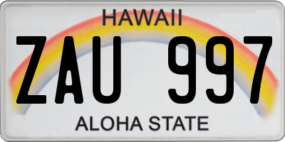 HI license plate ZAU997