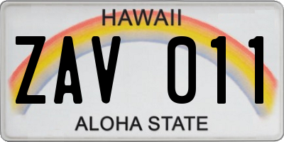 HI license plate ZAV011