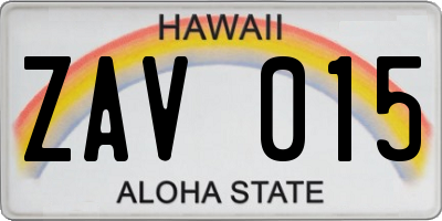 HI license plate ZAV015