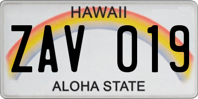 HI license plate ZAV019