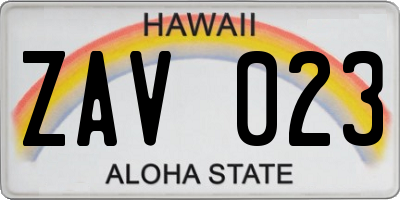 HI license plate ZAV023