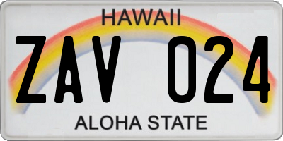 HI license plate ZAV024