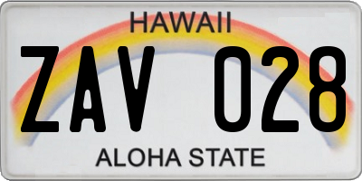 HI license plate ZAV028