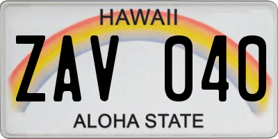HI license plate ZAV040