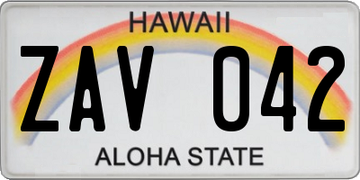 HI license plate ZAV042