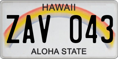 HI license plate ZAV043