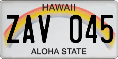 HI license plate ZAV045