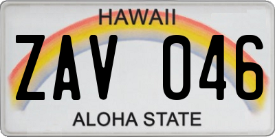 HI license plate ZAV046