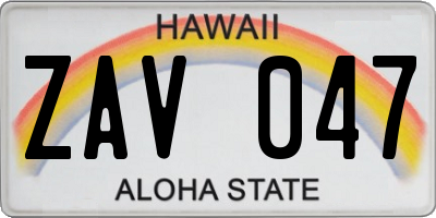 HI license plate ZAV047