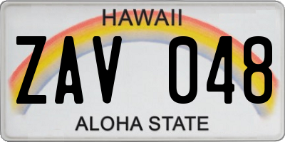 HI license plate ZAV048
