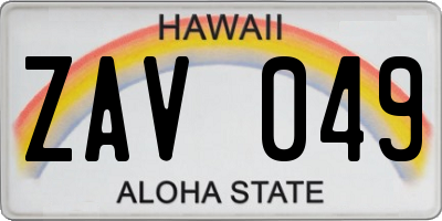 HI license plate ZAV049